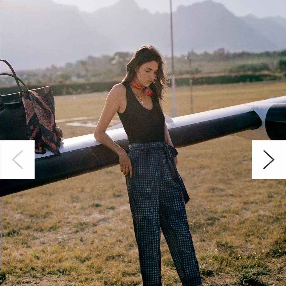 Anthropologie high waisted tie casual cotton trousers